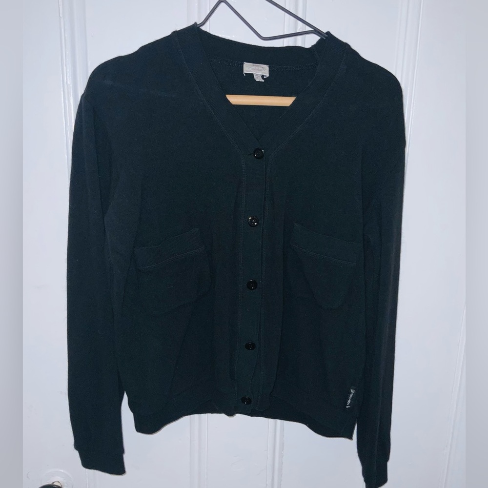 Armani Jeans Black Front Pocket Cardigan - Sz 42 / Medium